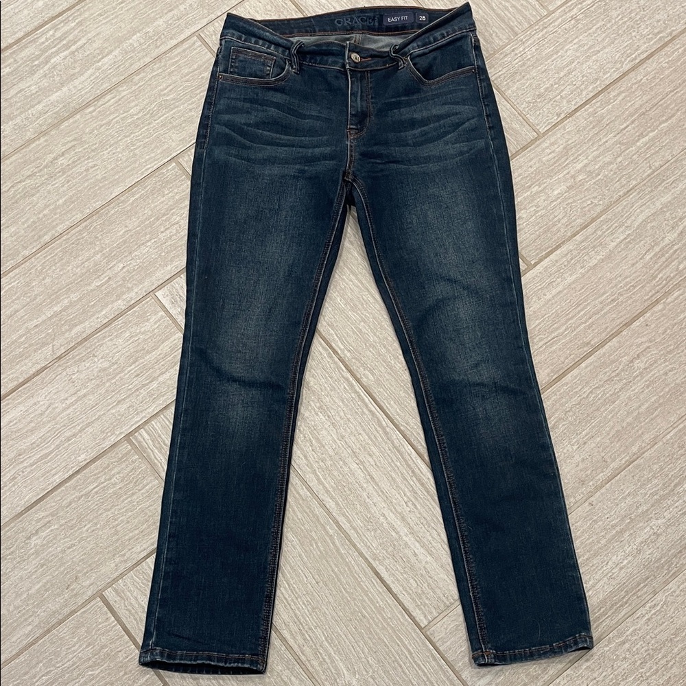 Grace Straight Leg Jeans in Dark Blue Wash